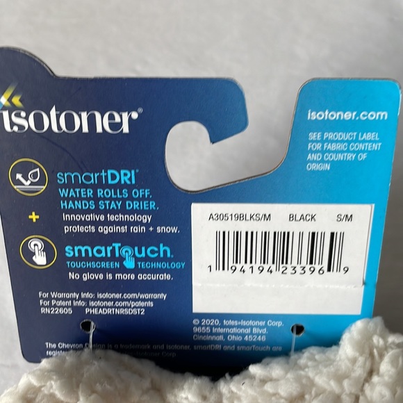 Isotoner gloves black with cream inside women’s size s/m smart dri touchscreens - Picture 3 of 4
